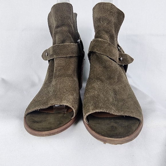 Crown Vintage Mason Moss Leather Open Toe Bootie SIZE 7.5 - Picture 3 of 9